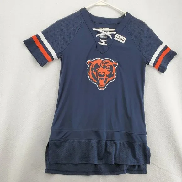 Chicago Bears Shirt Women's Laced up V-Neck Short Sleeve NFL Team Apparel Small - Picture 12 of 12
